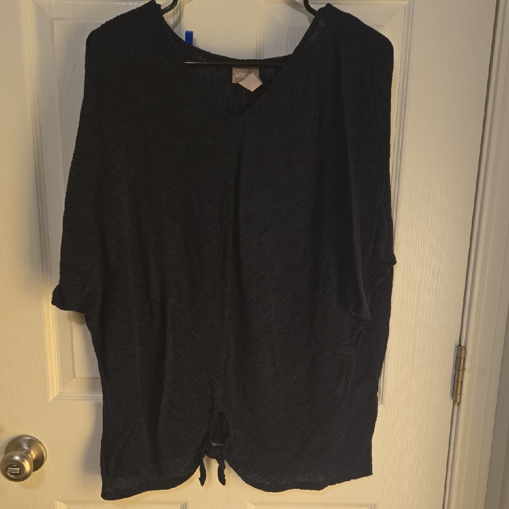 Chico's Black Blouse with Front Tie